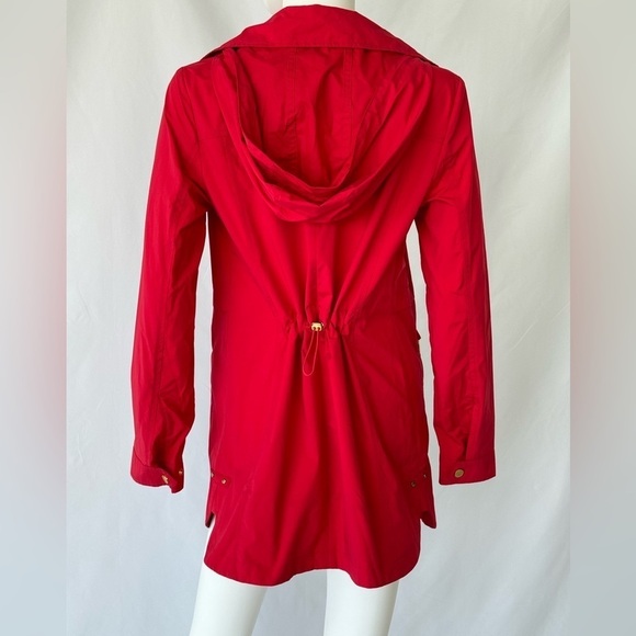 Cole Haan Women's Packable Mid Length Hooded Rain Jacket Red XS NWOT - Picture 7 of 15